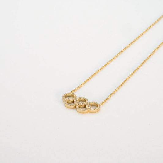 Diamond Olympic Rings Necklace - 9K Solid Gold