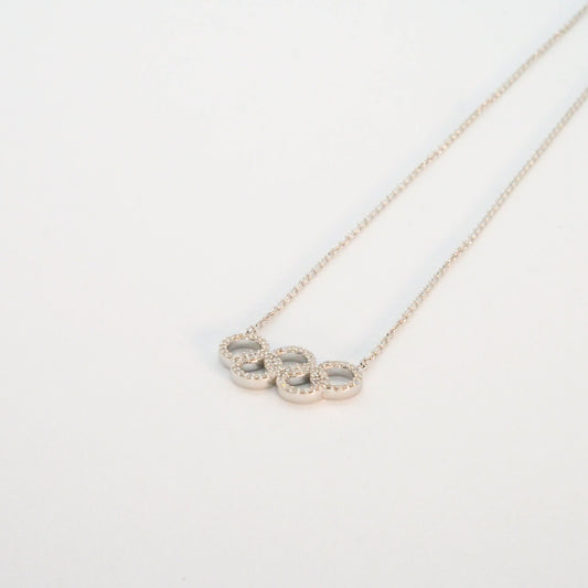 Diamond Olympic Rings Necklace - 9K Solid White Gold